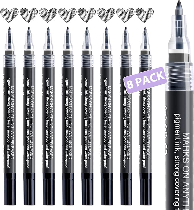 AKARUED Paint Pen, 8 Pack 0.7mm Water Based by AKARUED