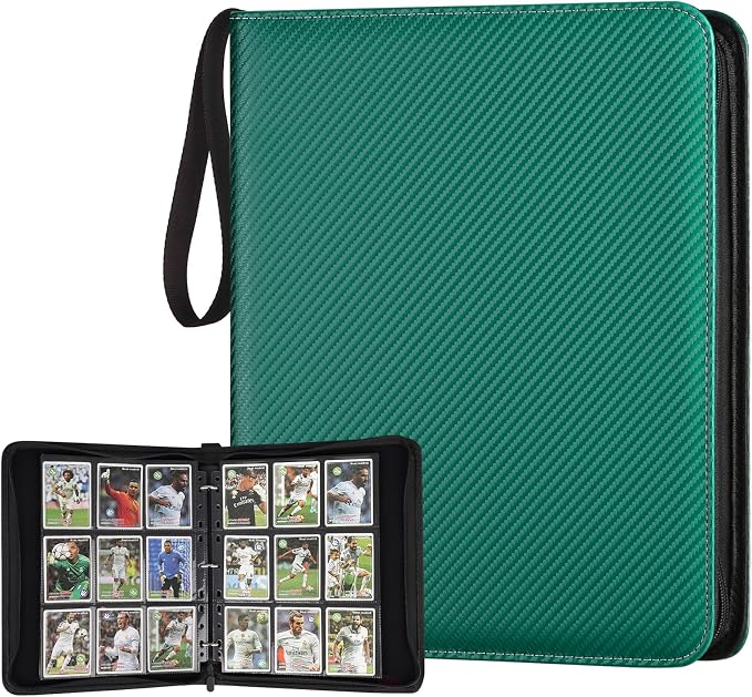 GERMUN 3 Ring 9 Pocket Zipper Card Binder, 720 Double Sided Standard PU Trading by GERMUN