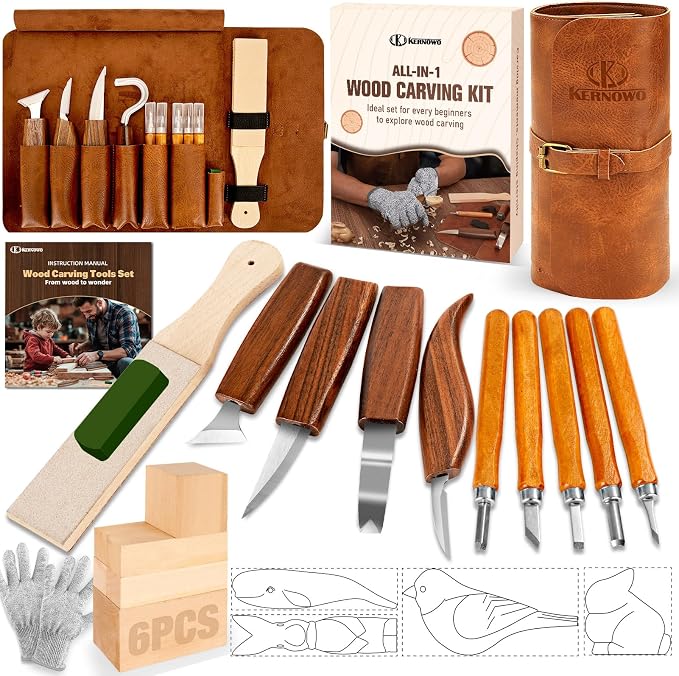 Wood Carving Kit, Wood Whittling Knife Kit by KKERNOWO