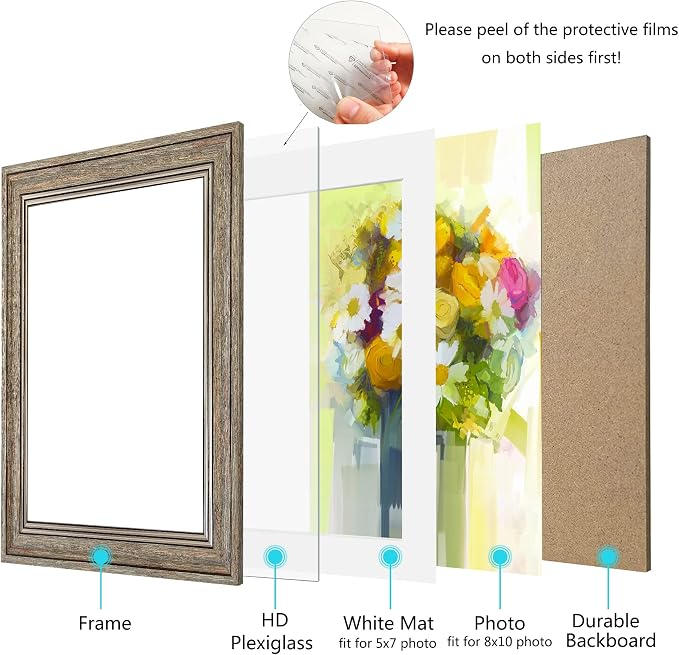 LUCKYLIFE 8x10 Picture Frame Set of 4 - Image 4