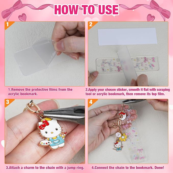 253 Pcs Bow Acrylic Bookmark Blanks Thicken 15 DIY Bookmark Making 17 Bow UV - Image 4
