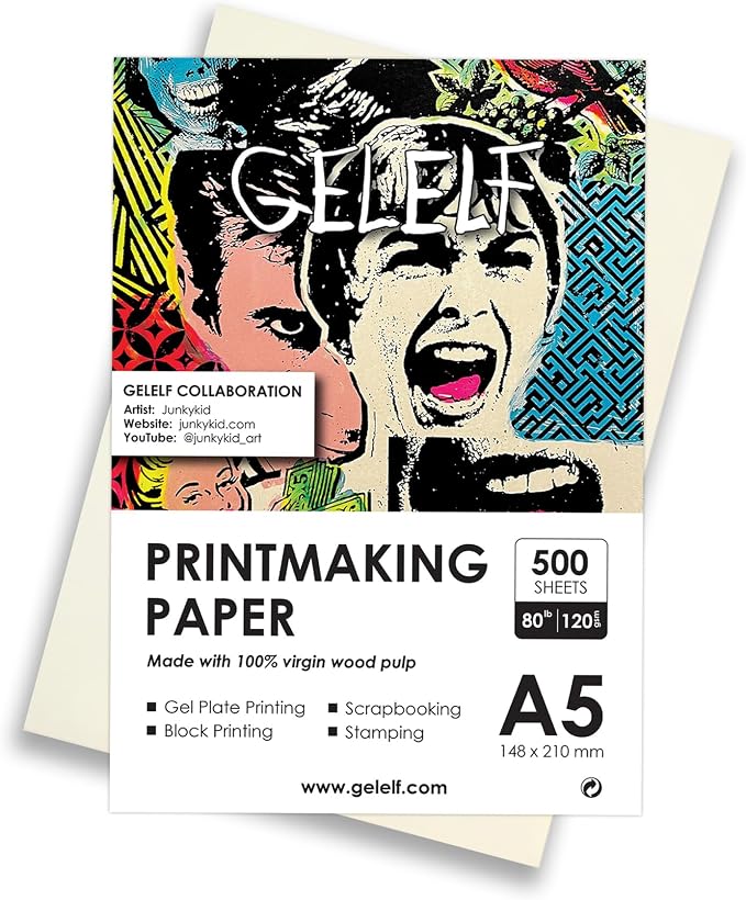 Printmaking Paper for Practice, International A5 Gel Plate Printmaking by GELELF