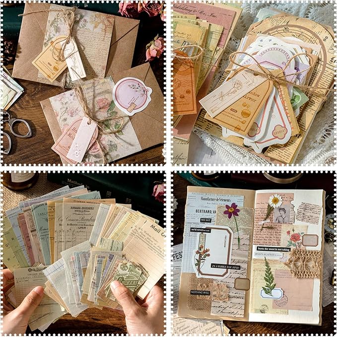 400Pcs Scrapbook Supplies Kit, 4 Pack Of Vintage Scrapbook Paper by Unknown