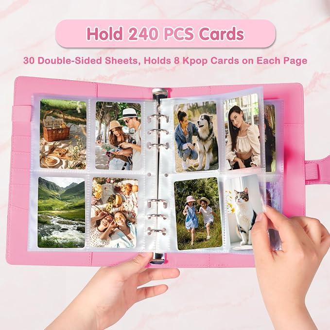 A5 Kpop Photocard Binder, PU Leather 6-Ring Album - Image 2