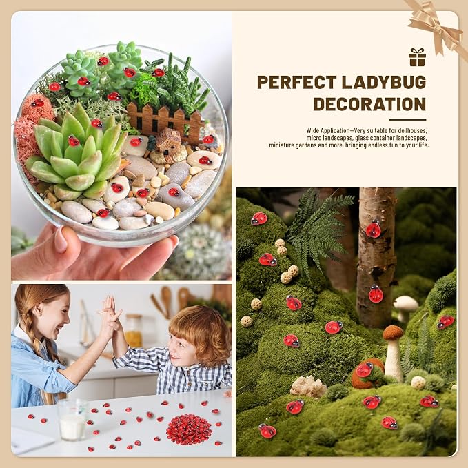 300pcs Mini Resin Ladybug Decor Tiny Ladybug - Image 6