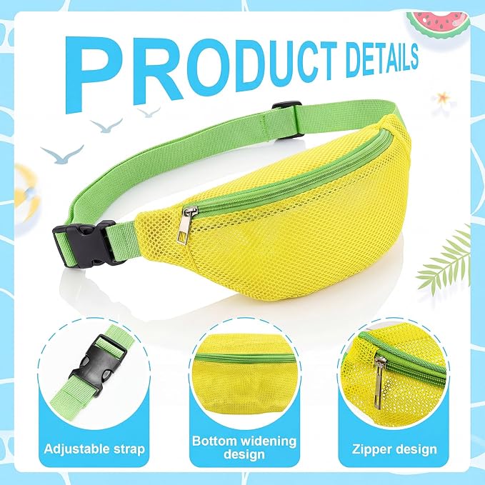 Hsei 2 Pcs Mesh Shell Bags for Beach Shelling Seashell Collecting Fanny Pack - Image 2
