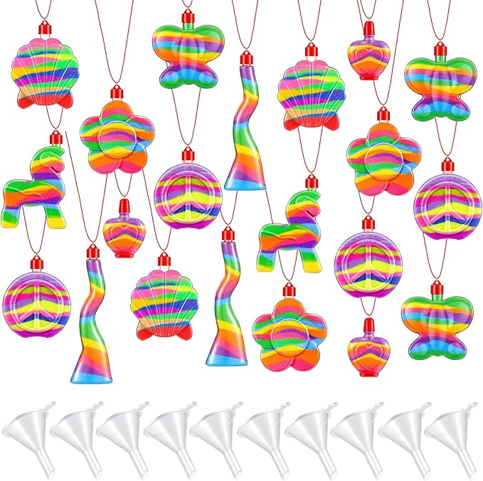 Zubebe 50 Pieces Sand Art Bottle Necklaces Bulk Art Containers Craft Kit Summer by Zubebe