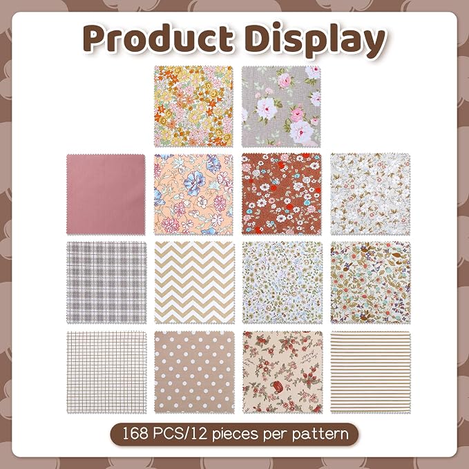 168 Pcs 5 inch Vintage Rose Quilting Fabric Square Bundle, Precuts Charm Packs - Image 4
