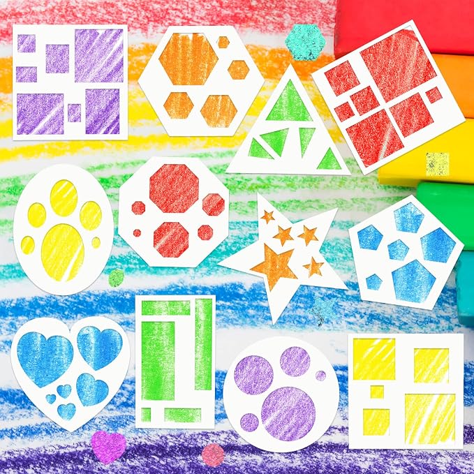 12 Pieces Geometric Stencils Template Set by Tenare