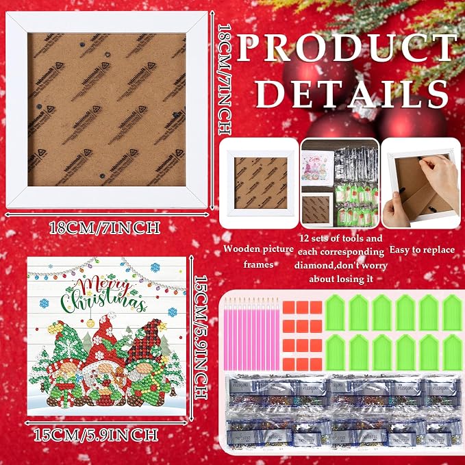 Trandraft 13 Pcs Gnome Interchangeable Holiday Diamond Art Kits - Image 3