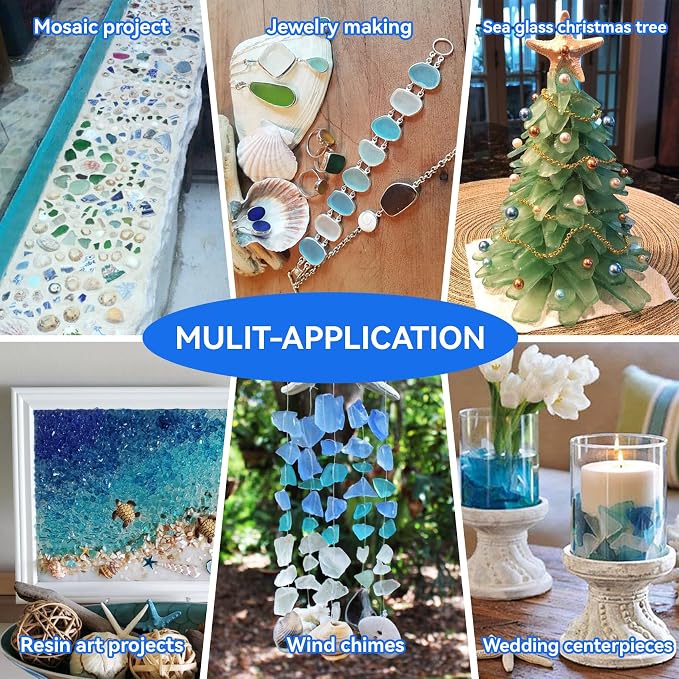 Keedolla Sea Glass for Crafts - 10 OZ Flat Frosted Seaglass Pieces Crushed for - Image 4
