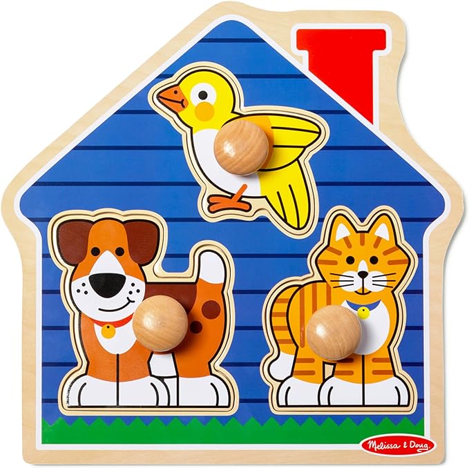 Melissa & Doug Pet Animals Jumbo Knob Puzzle, Wooden Peg Puzzle by Unknown