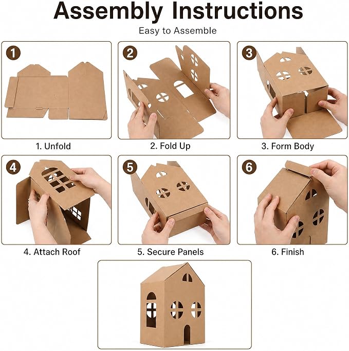 NUOBESTY 6 Pcs Cardboard Houses - Image 2