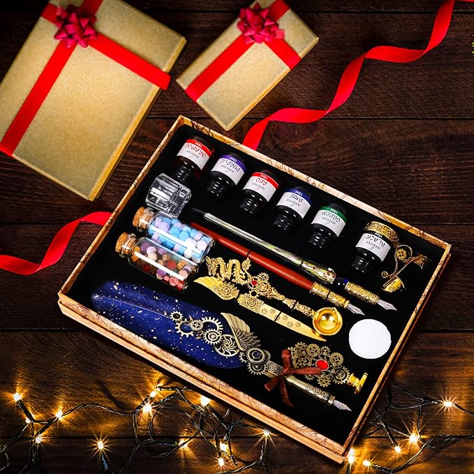 Aifeiter Quill Pen Ink Set-Feather Calligraphy Pen and Set, includes 6 Bottles - Image 8