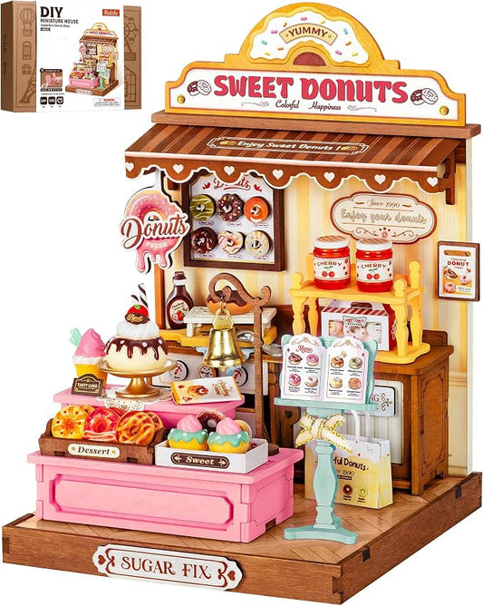 Rolife Miniature House Kits for Adults, Sweetie's Donut Shop Miniverse by Rolife