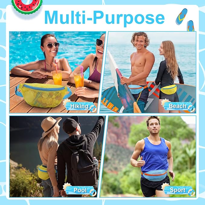 Hsei 2 Pcs Mesh Shell Bags for Beach Shelling Seashell Collecting Fanny Pack - Image 4