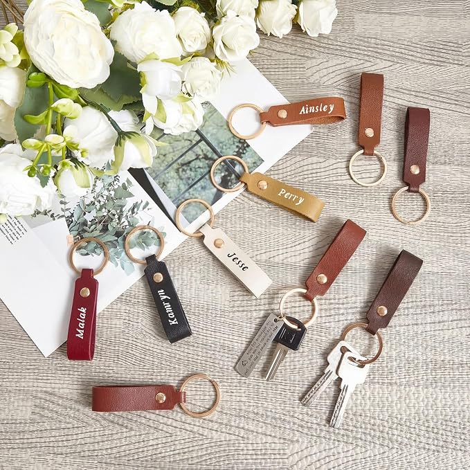 Wavyknot 30 Pcs PU Leather Keychain Blanks Bulk Laser Engraving Blanks Keychain - Image 4