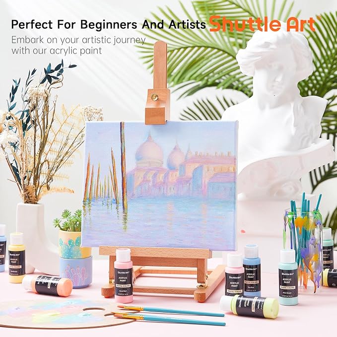 Shuttle Art 40 Pack Pastel Acrylic Paint Set, 30 Colors, 60ml/2oz Bottles - Image 4