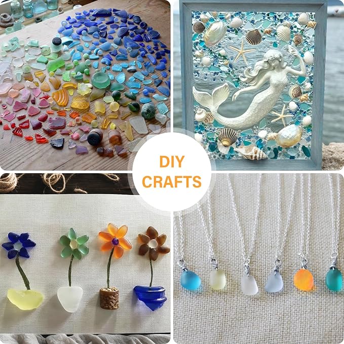 QEQEKAKA Sea Glass Stones for Crafts About 0.5LB Glass Pebbles Gemstones Bulk - Image 6