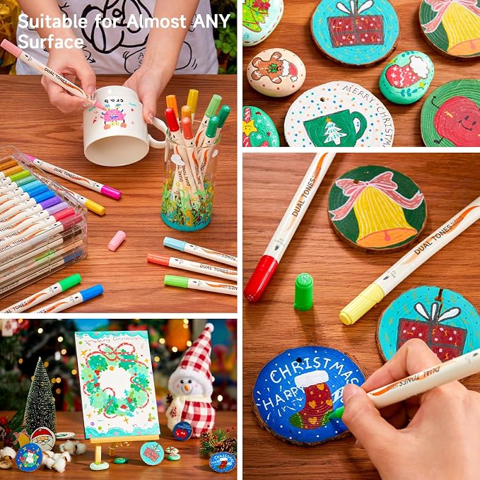 Shuttle Art 120 Colors Dual Tone Acrylic Paint Markers, 60 Pack Acrylic Paint - Image 9