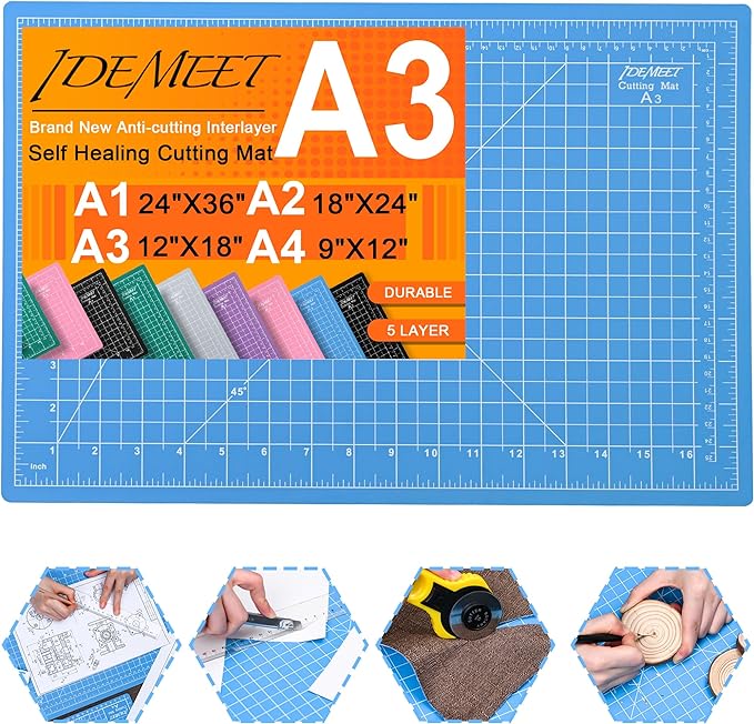 Density-upgraded 18"x12" Self Healing Cutting Mat, Idemeet Rotary Sewing Mat by IDEMEET