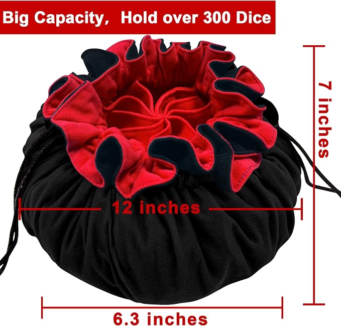 SIQUK Large Dice Bag with Pockets Drawstring Dice Bag DND Dice Storage Bag Big - Image 3