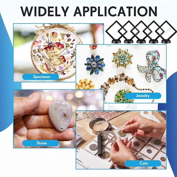 60 Pcs 3D Floating Display Case PE Film Jewelry Storage Box Coins Display Frame - Image 5
