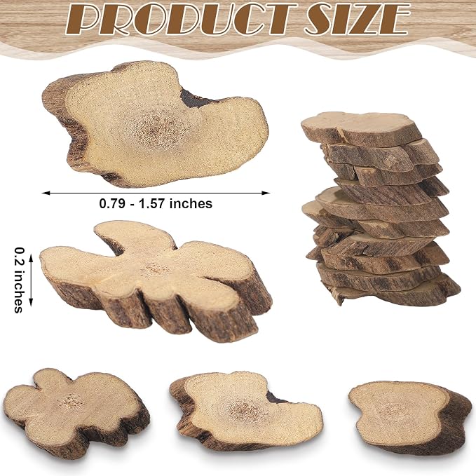 Gerrii 90 Pcs Irregular Wood Slices - Image 2