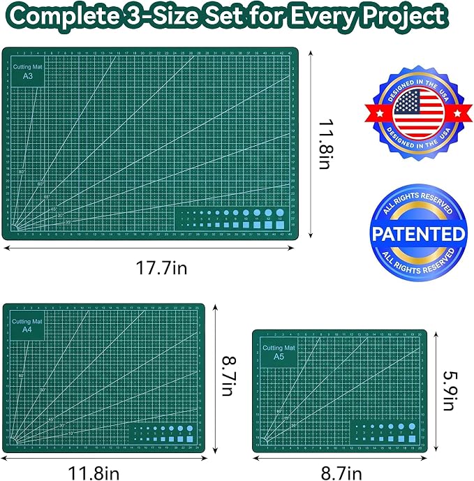 3Pcs Self Healing Cutting Mat, Double-Sided Non-Slip Rotary Cutting Board - Image 2