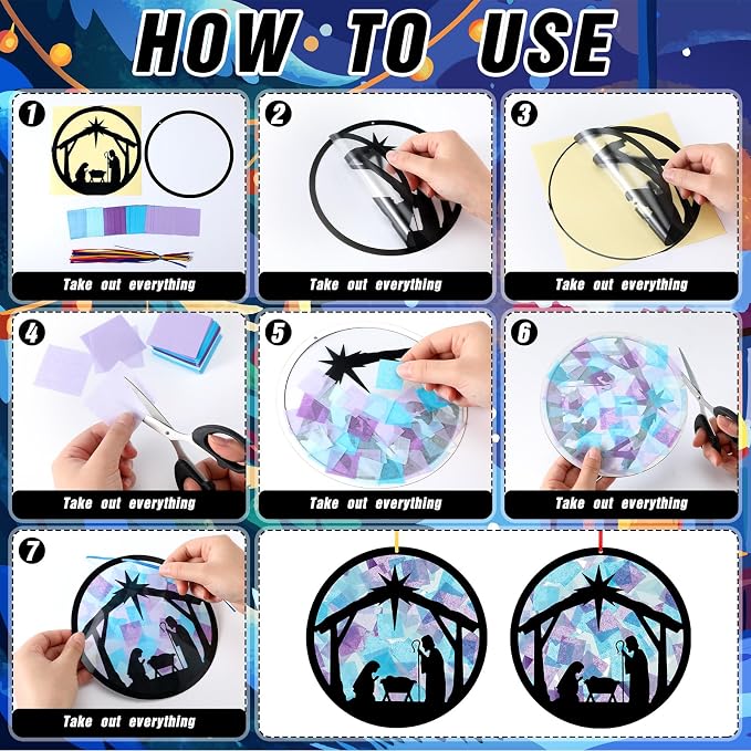 Eersida 32 Sets Christmas Nativity Suncatchers Craft Kit DIY Christianity - Image 5