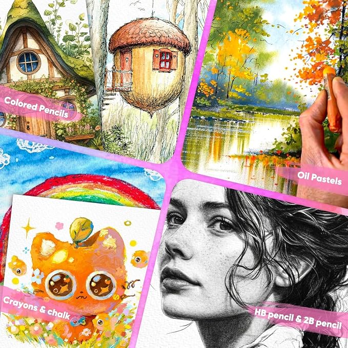 Mixed Media Paper 9" x 12", 40 Sheets Multipurpose White Loose Drawing Paper | - Image 6