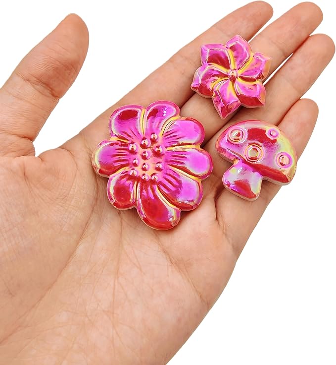500g/1.1lb Ceramic Mosaic Tiles Mixed Shapes of Flowers, Mushrooms - Image 4