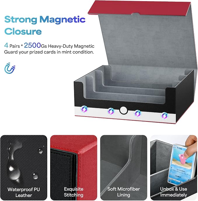 UAONO Card Storage Box for Trading Cards, 1800+ PU Leather Commander Card Deck - Image 5
