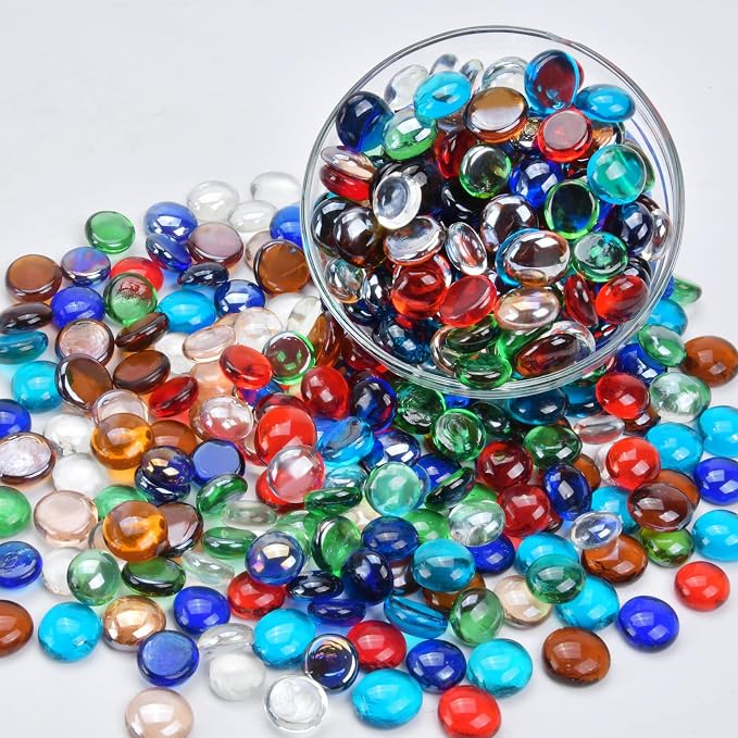 5LB Mixed Color Flat Glass Marbles - Image 7