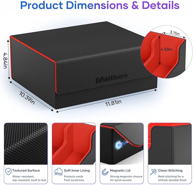Mlikero Card Deck Case for Trading Cards 1800+, Trading Card Storage Box Fits - Image 6