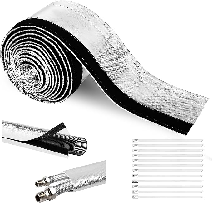 Wire Heat Shield Wrap for Car Hose Lines, 1-1/2" I.D.x 10FT, by Amerbro