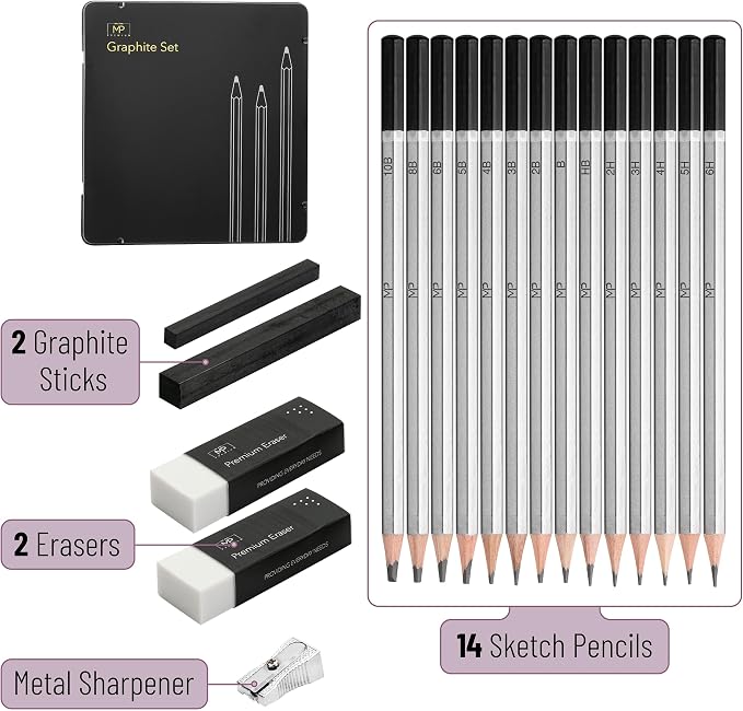 Mr. Pen- Drawing Sketching Pencil Set, Graphite Pencils | Graphite Sticks - Image 2