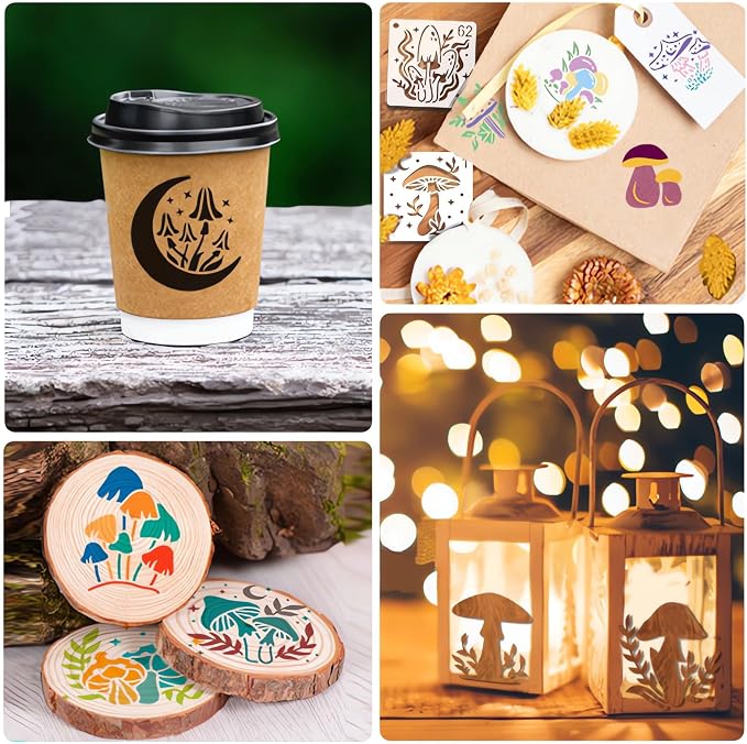 Felixcraft Mushroom Stencils for Painting, Durable PET Material for Wood Signs - Image 3