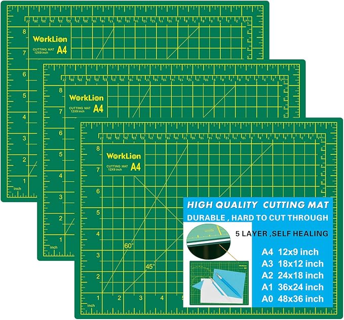 WORKLION Full 9" x 12" Art Self Healing PVC Cutting Mat, Double Sided, Gridded by WORKLION