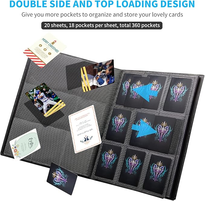 Card Binder, 360 Pockets Upgraded Trading Card Binders, Cards Collection Binder - Image 2