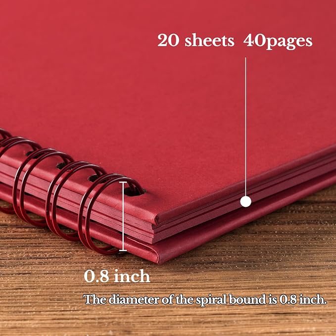 potricher 8 x 8 Inch DIY Scrapbook Album 40 Pages Hardcover Kraft Paper Scrap - Image 4