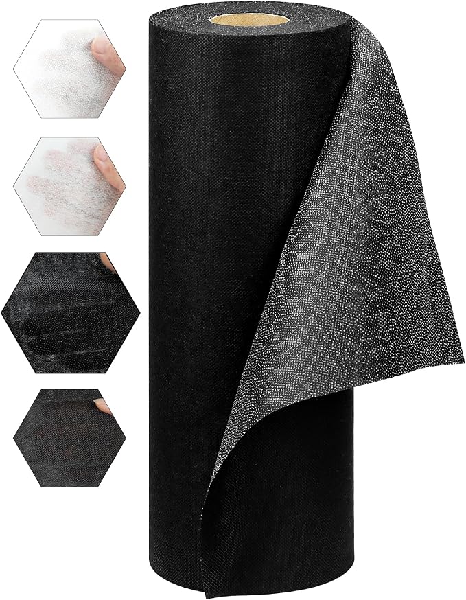 FIVEIZERO Medium Weight Black Iron-On Non-Woven Fusible Interfacing: 12in x by FIVEIZERO