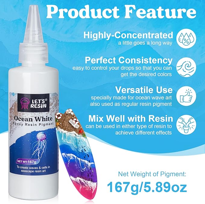 LET'S RESIN Ocean White Epoxy Resin Pigment 167g/5.89oz - Image 2