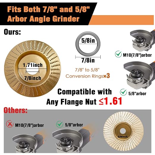 11PCS Wood Carving Disc Set for 4" or 4 1/2" Angle Grinder, Stump Tool Grinding - Image 3