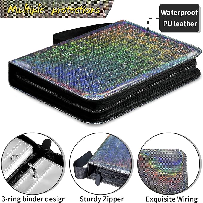 Sparkly Trading Card Binder 9-Pocket Zippered - Image 3
