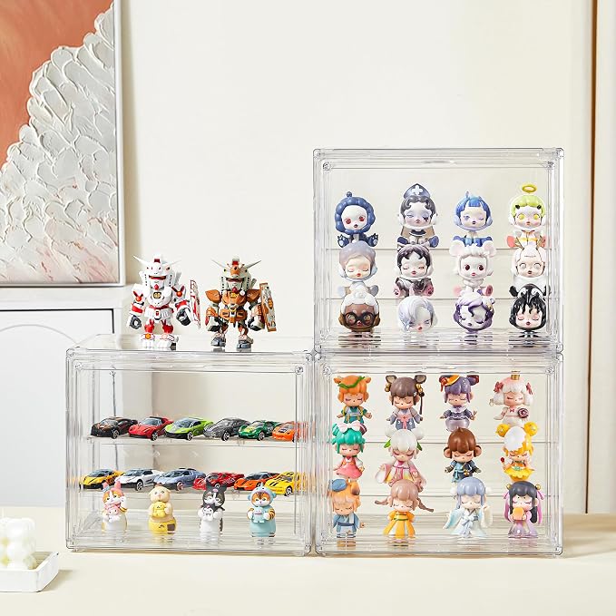 Clear Acrylic Display Case, 2 Pack 3 Tier Adjustable Display Box Stand - Image 5