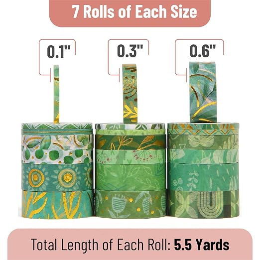 Mr. Pen- Washi Tape Set, 21 Rolls, 5.5 Yards/Roll | Washi Tape - Image 4