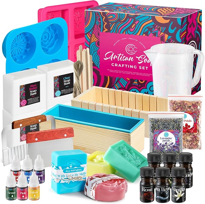 Soap Making Kit with Melt & Pour Base, Cutting Box, Fragrances - Image 9