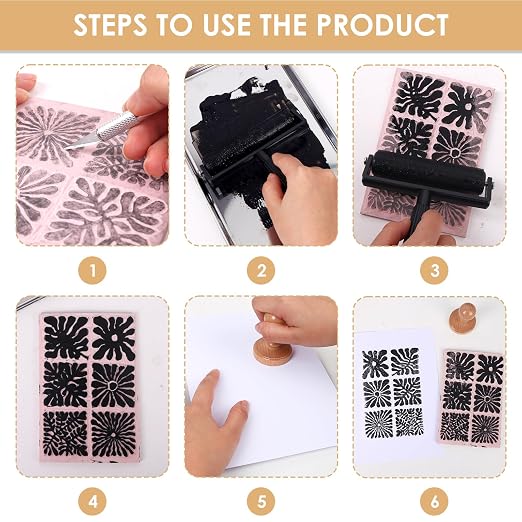 Linocut Kit for Beginners Stamp Making Set - Image 6