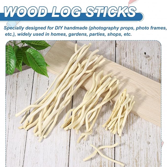 PATIKIL 25 Pcs 4inch Wood Log Sticks, 0.2-0.31inch in Diameter Natural Driftwood - Image 4